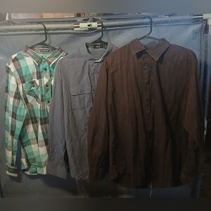 Plaid, Blue, and Brown Button-Up Shirts